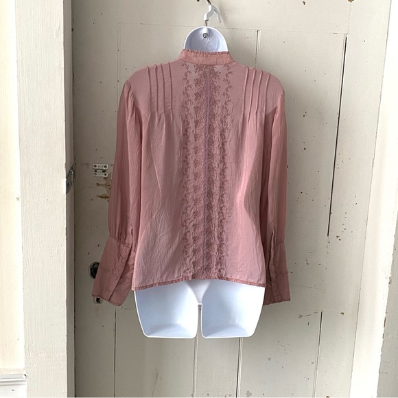 J Jill Silky Embroidered Lace Bohemian Peplum Top Blouse - Picture 2 of 13